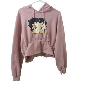Betty Boop pink cropped hoodie size XL